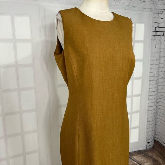 Pret a Porter Suits camel Brown sleeveless Sheath Dress Size 12 - Picture 2 of 8